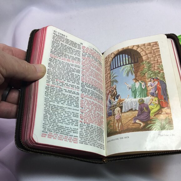 Holy Bible Illustrated KJV Self-Pronouncing Edition Zippered World Pub Vintage - Picture 15 of 15